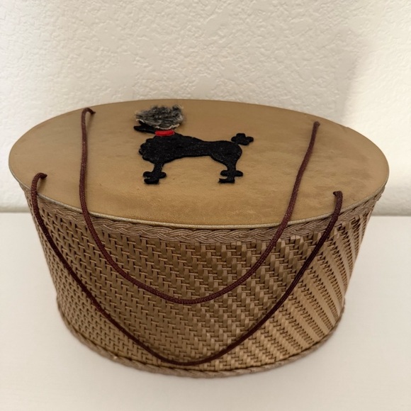 Other - VTG 50’s Oval Poodle Wicker Sewing/Notions Basket Keepsake~Granny Chic